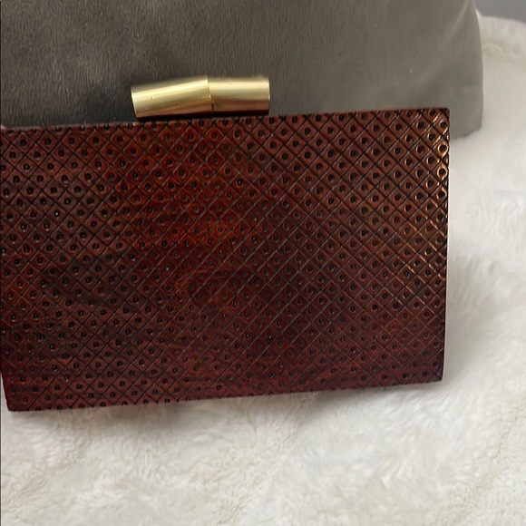 Ramla handmade Elegant Brown Clutch color burgundy